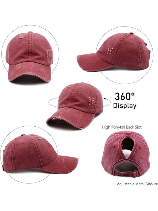 〽️Women Wine Black High Ponytail Baseball Cap Trucker Bad Hair Day Adjustable main image 5